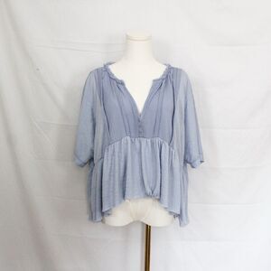 Urban Outfitters Light Blue V-neck Oversized Babydoll Blouse Medium